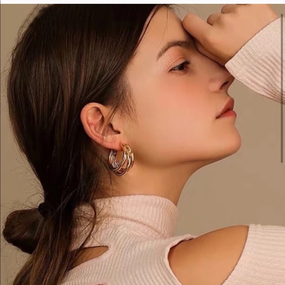 Gold Hoop Statement Earrings
